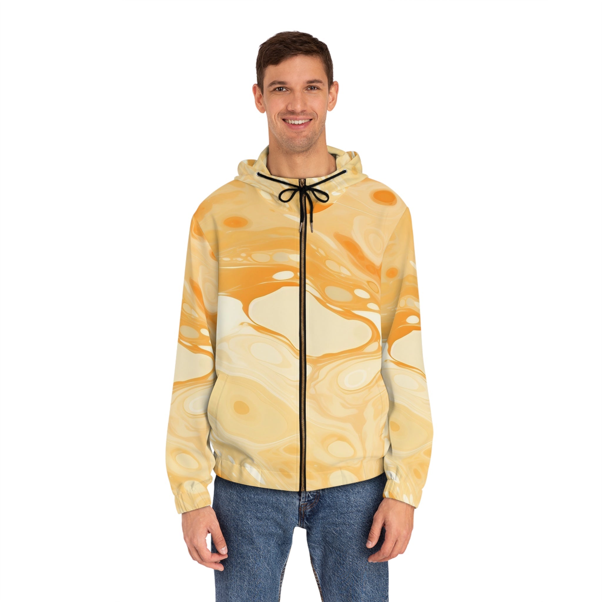 Orange Cream Marble Full Zip Hoodie, Artsulli - Art is Long, Life is Short, All Over Prints, , , , , , , 