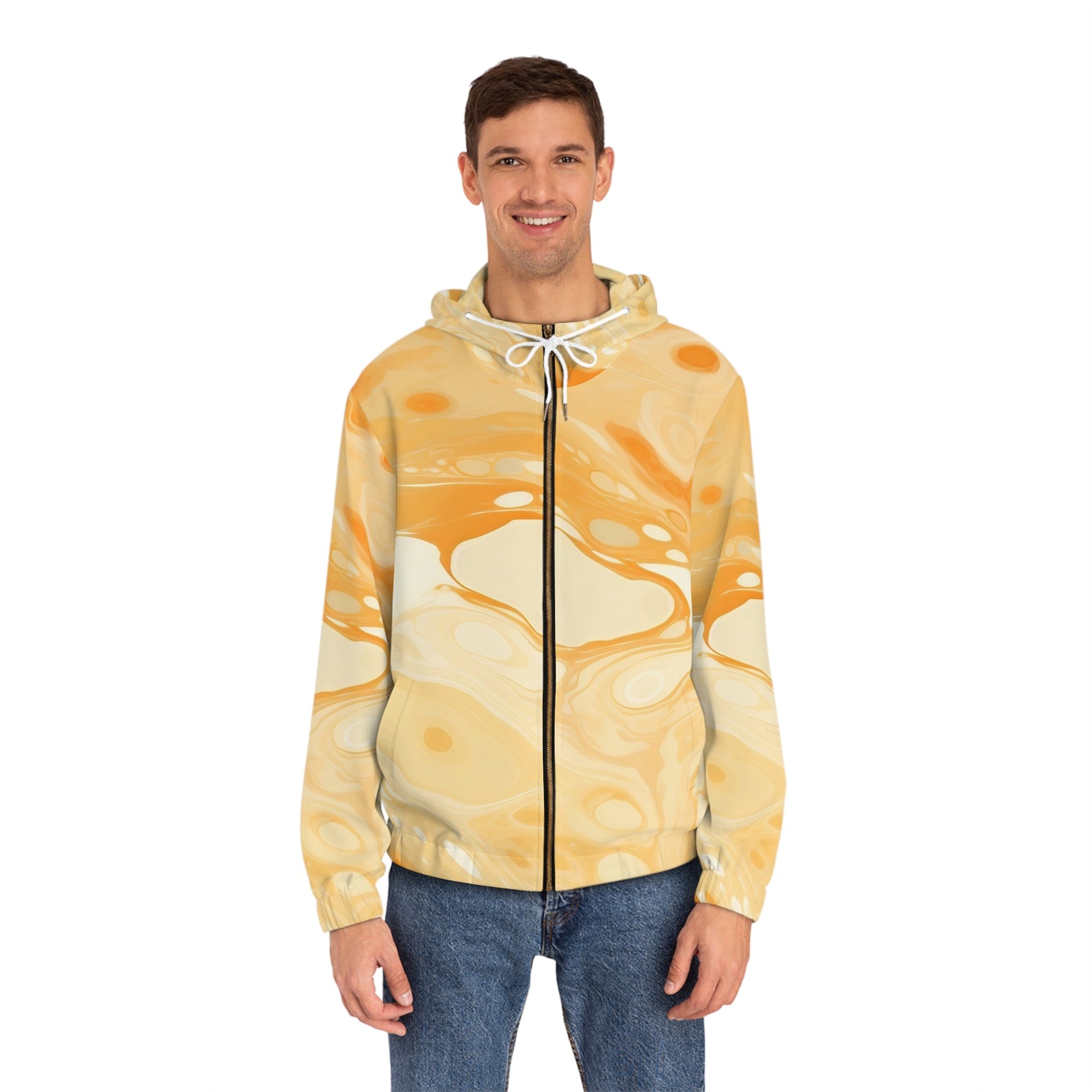Orange Cream Marble Full Zip Hoodie, Artsulli - Art is Long, Life is Short, All Over Prints, , , , , , , 