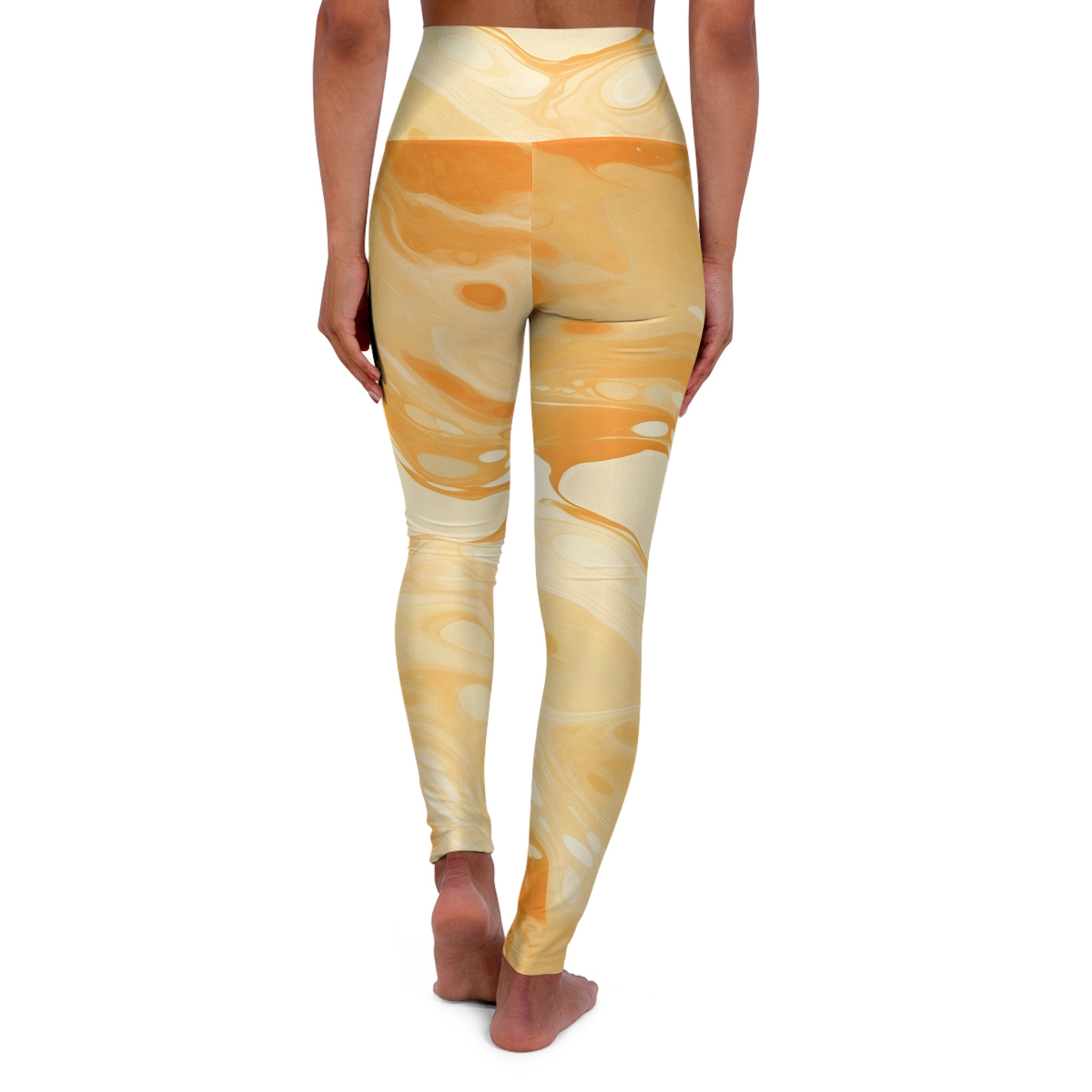 Orange Cream Marble High Waisted Yoga Leggings, Artsulli - Art is Long, Life is Short, All Over Prints, , , , , , , 