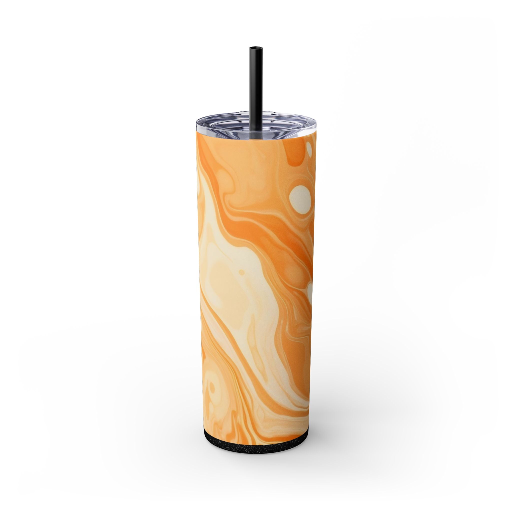 Orange Cream Marble Maars Skinny Tumbler, Artsulli - Art is Long, Life is Short, Mug, Finish, Glossy, Color, Glitter Black, Size, 20oz, 27733178593802334954