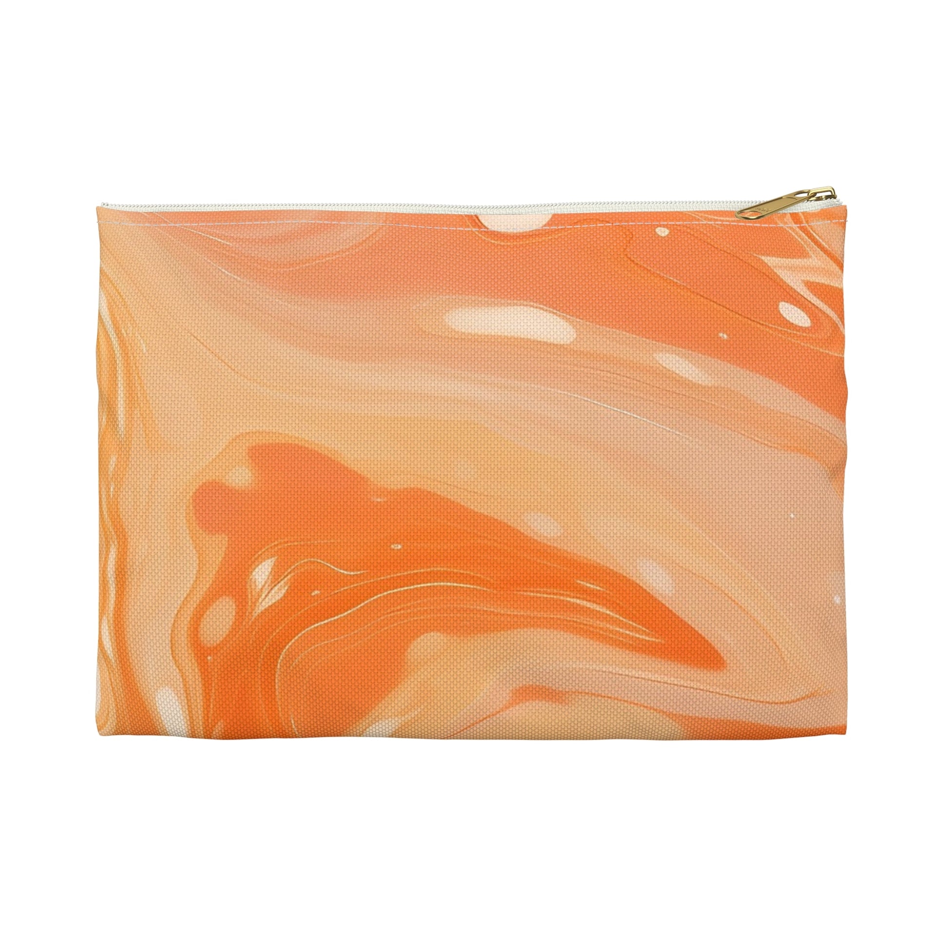 Orange Cream Marble Print Pouch, Artsulli - Art is Long, Life is Short, Bags, Size, Small, Color, White zipper, , , 73999733035143190901