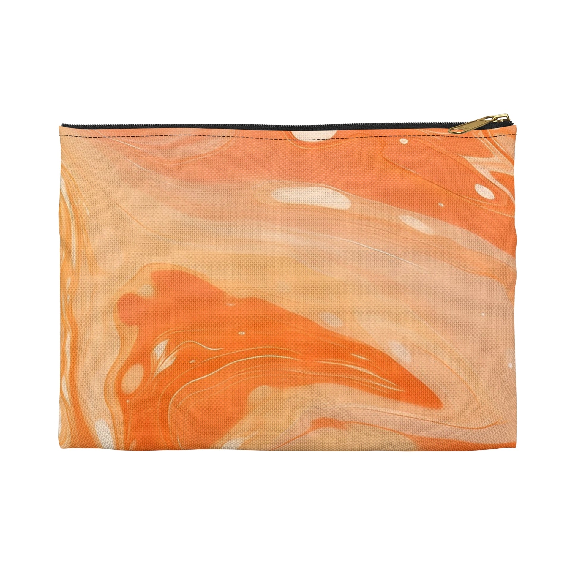 Orange Cream Marble Print Pouch, Artsulli - Art is Long, Life is Short, Bags, Size, Small, Color, Black zipper, , , 33239524767074511589