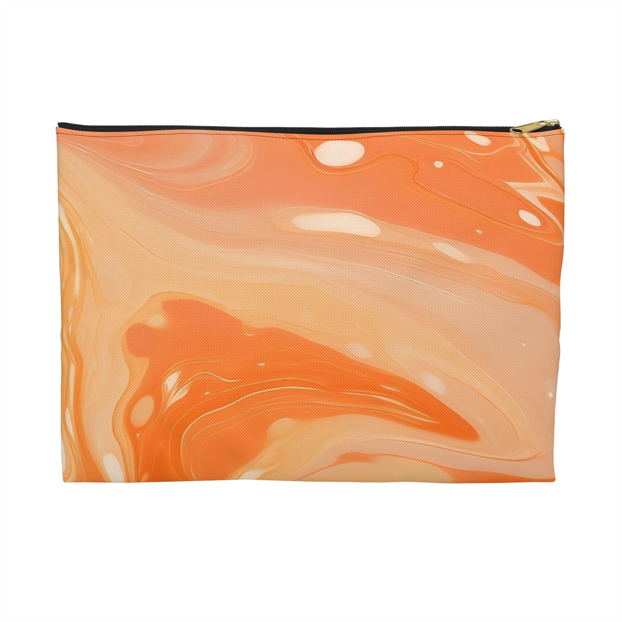 Orange Cream Marble Print Pouch, Artsulli - Art is Long, Life is Short, Bags, Size, Large, Color, Black zipper, , , 12514710557214497627