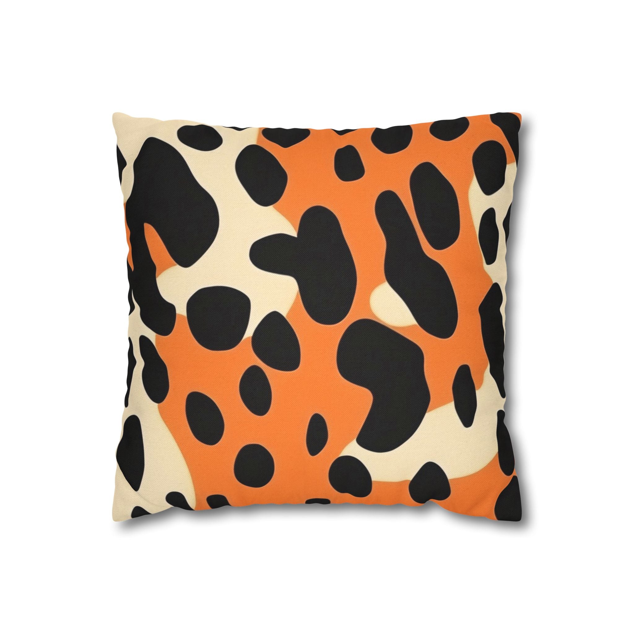 Orange Dalmatian Print Throw Pillow, Artsulli - Art is Long, Life is Short, Home Decor, Size, 14" × 14", , , , , 63928925177127826616