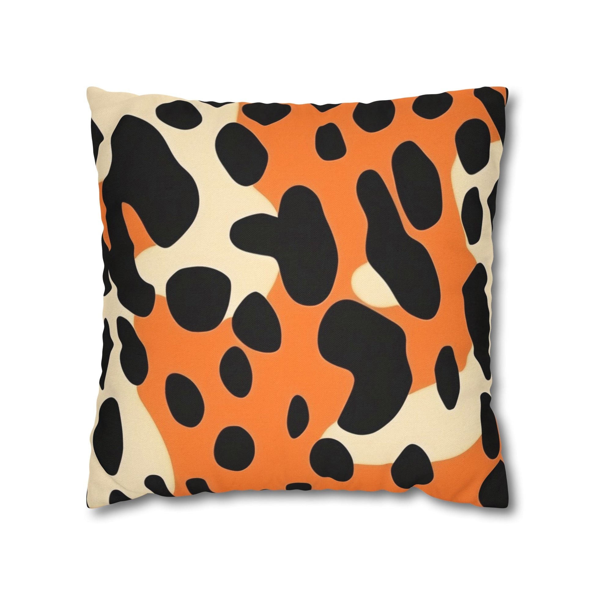 Orange Dalmatian Print Throw Pillow, Artsulli - Art is Long, Life is Short, Home Decor, Size, 18" × 18", , , , , 10089268689322209087