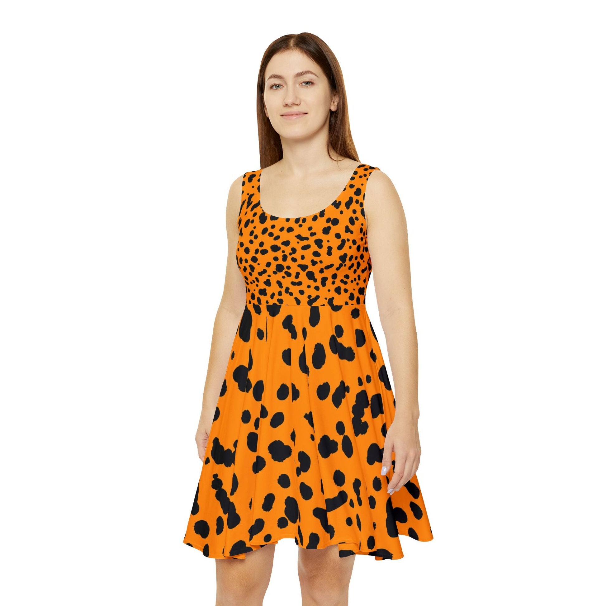 Orange Dalmatian Skater Dress, Artsulli - Art is Long, Life is Short, All Over Prints, , , , , , , 