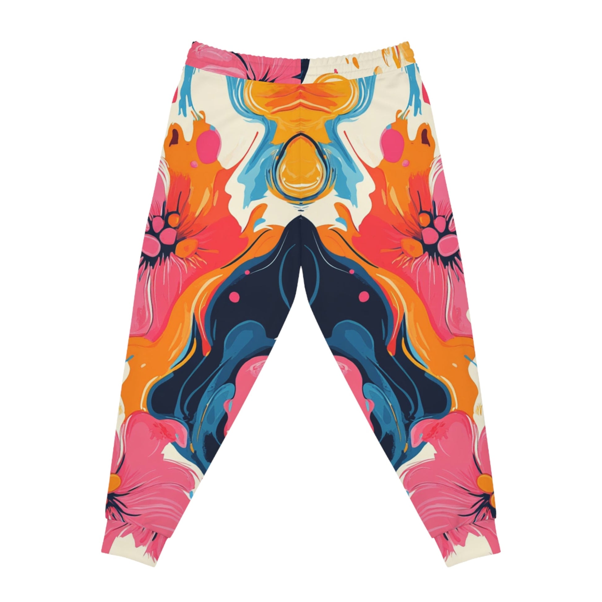 Orange Floral Print Joggers, Artsulli - Art is Long, Life is Short, All Over Prints, , , , , , , 