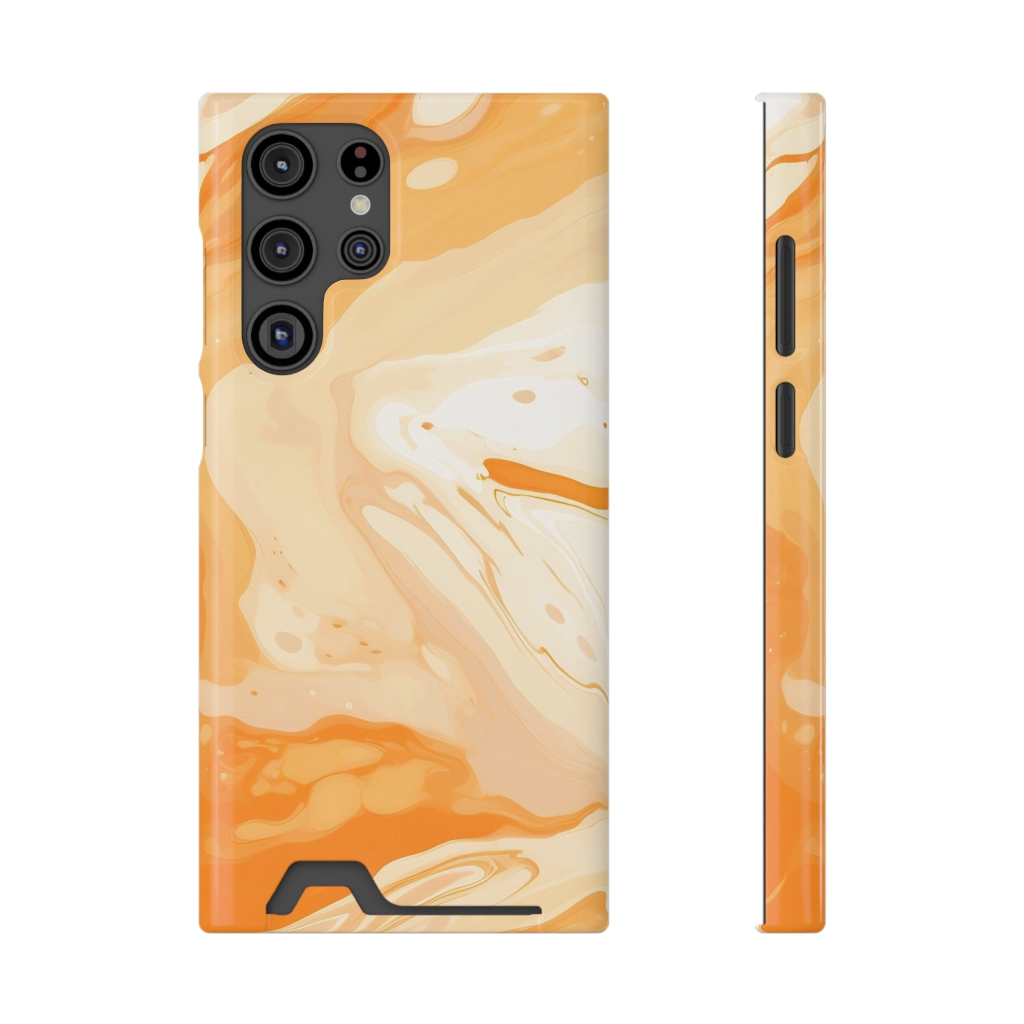 Orange Marble Cardholder Case, Artsulli - Art is Long, Life is Short, Phone Case, Size, Samsung Galaxy S22 Ultra, Surface, Glossy, Shape, With gift packaging, 84580795138946978055