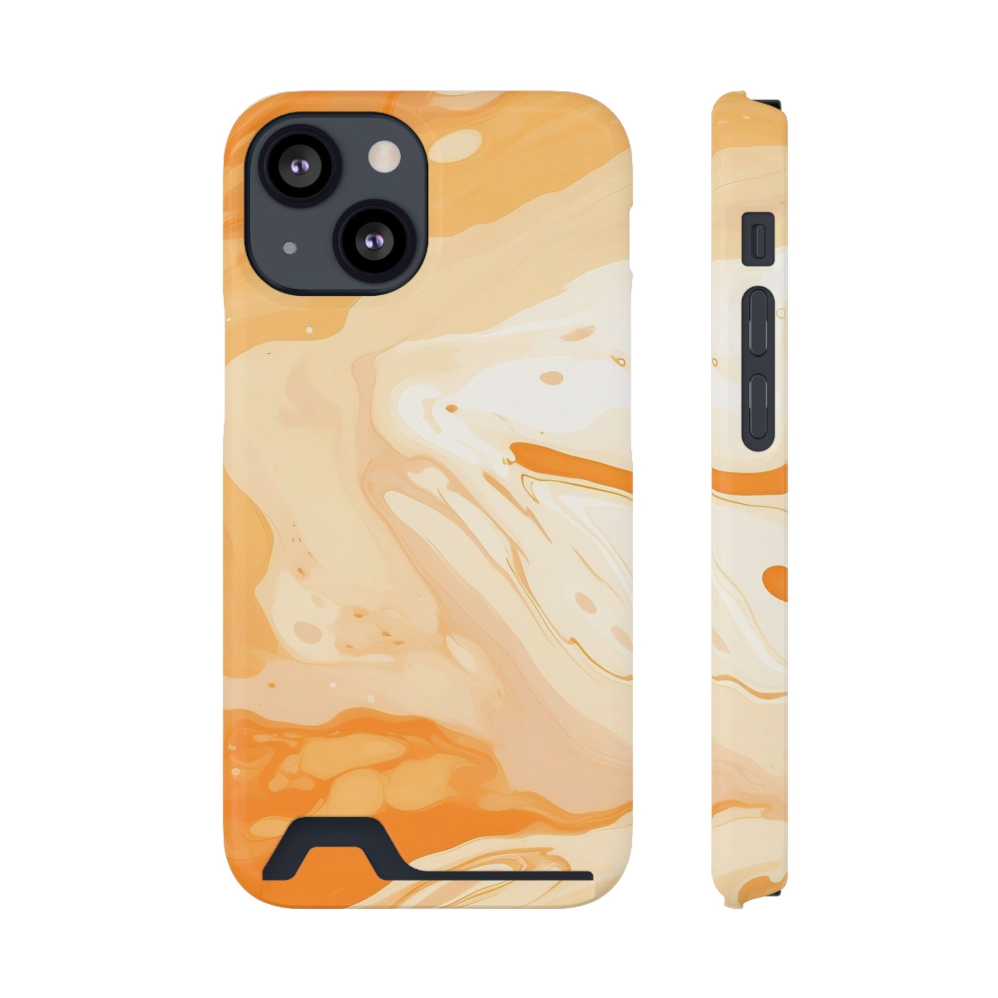 Orange Marble Cardholder Case, Artsulli - Art is Long, Life is Short, Phone Case, Size, iPhone 13 Mini, Surface, Glossy, Shape, Without gift packaging, 32256967233836634097