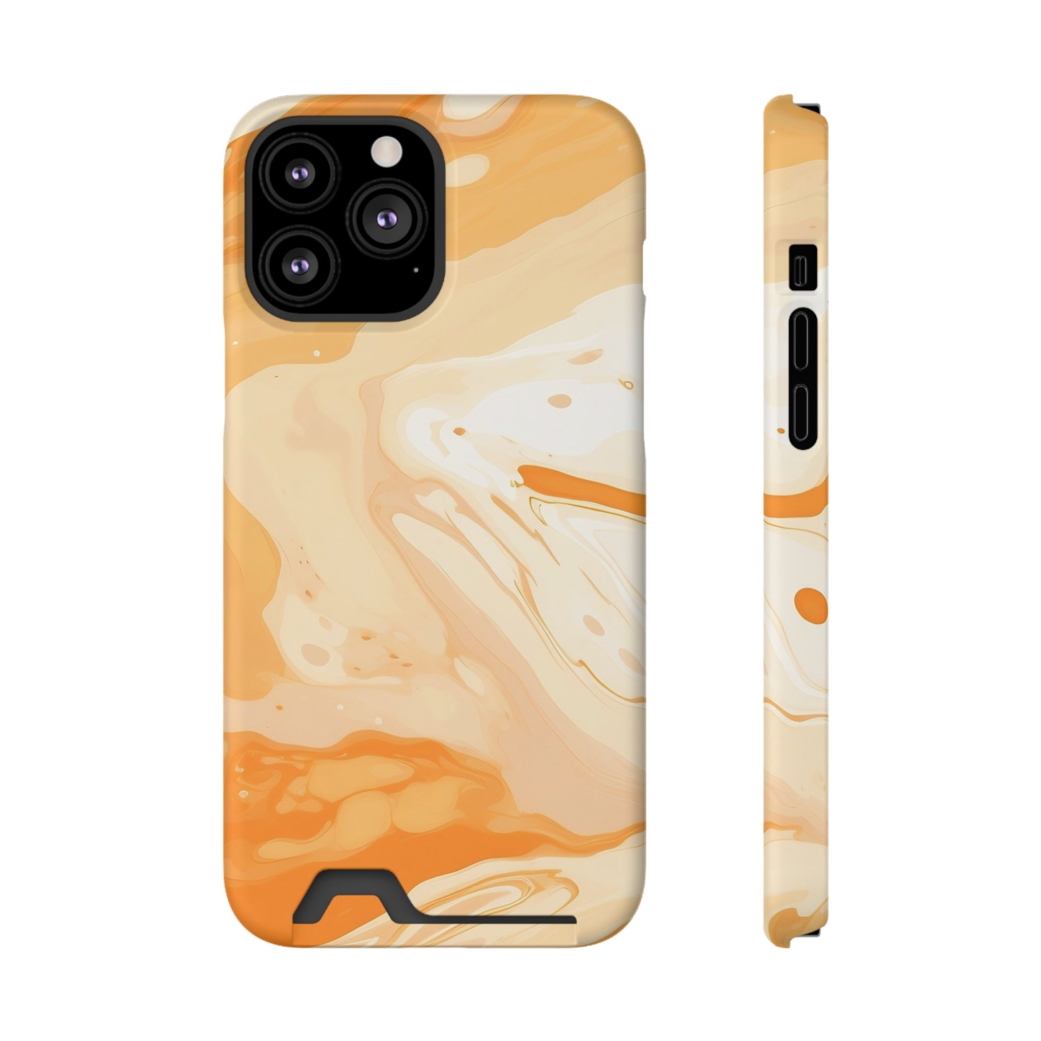 Orange Marble Cardholder Case, Artsulli - Art is Long, Life is Short, Phone Case, Size, iPhone 13 Pro Max, Surface, Matte, Shape, With gift packaging, 88986605443436372955