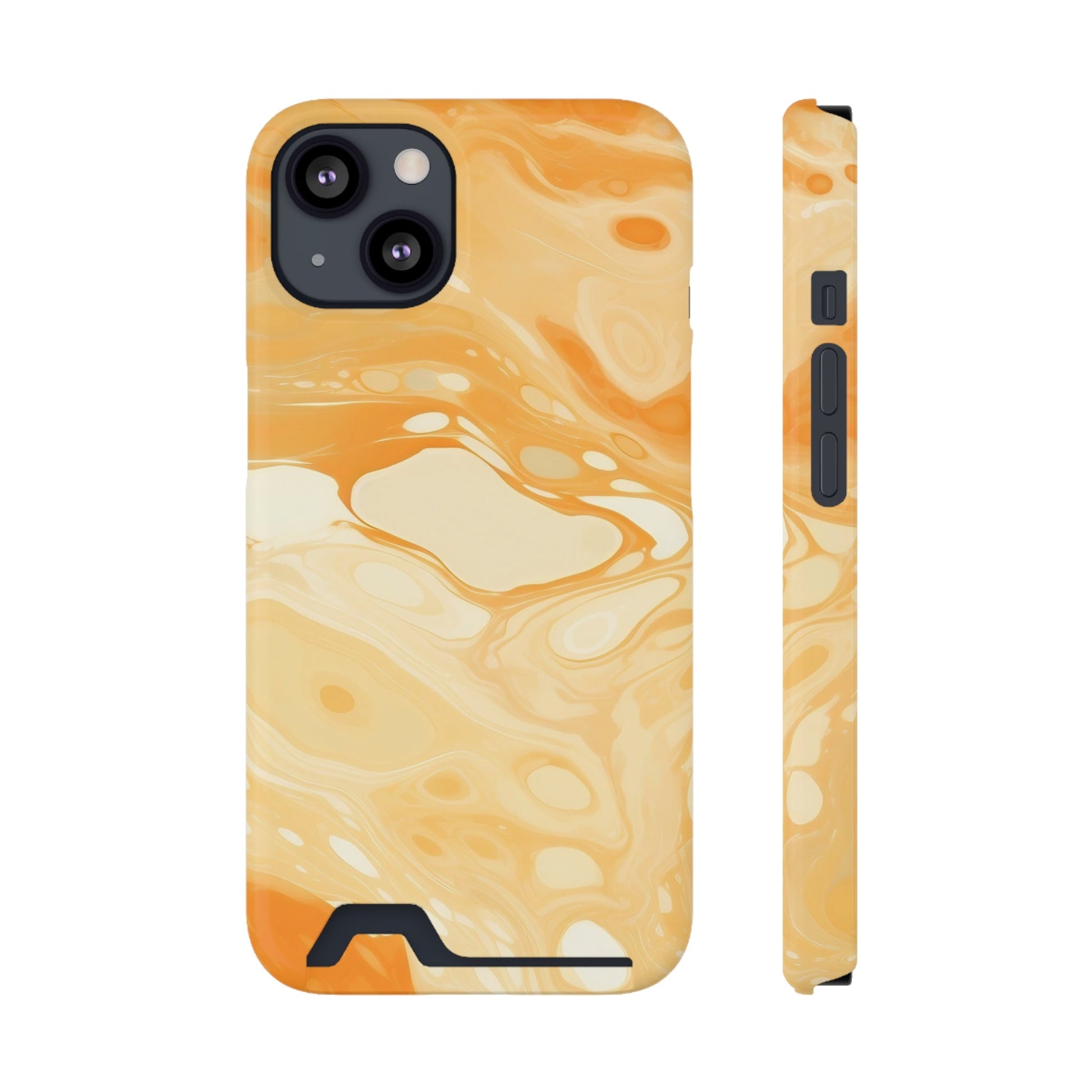 Orange Marble Cardholder Phone Case, Artsulli - Art is Long, Life is Short, Phone Case, Size, iPhone 13, Surface, Glossy, Shape, With gift packaging, 91913559779490519720