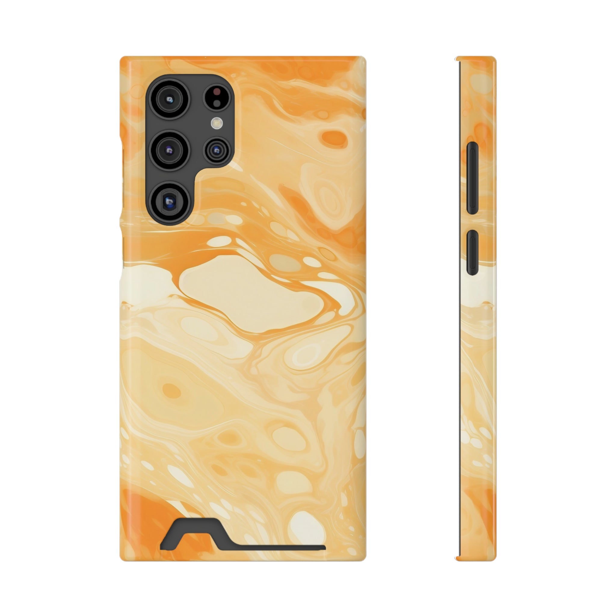 Orange Marble Cardholder Phone Case, Artsulli - Art is Long, Life is Short, Phone Case, Size, Samsung Galaxy S22 Ultra, Surface, Glossy, Shape, Without gift packaging, 19336443804422169796