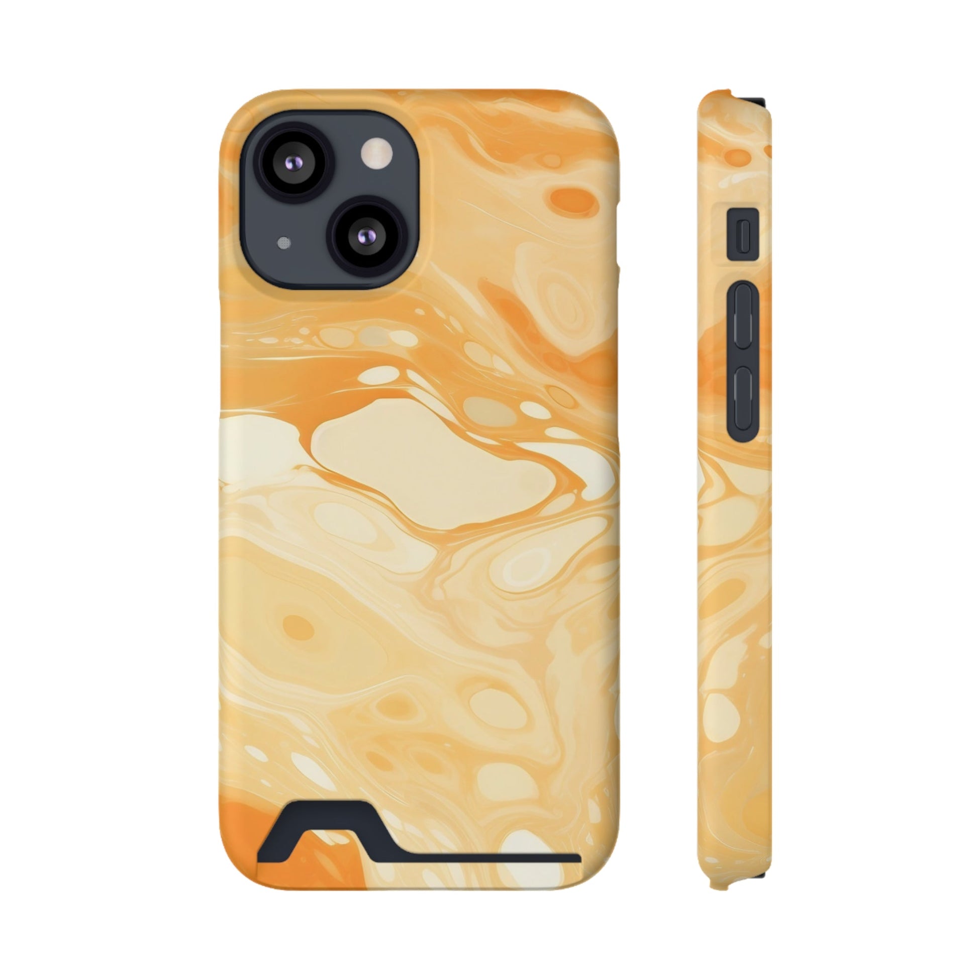 Orange Marble Cardholder Phone Case, Artsulli - Art is Long, Life is Short, Phone Case, Size, iPhone 13 Mini, Surface, Matte, Shape, With gift packaging, 32883218506918941813