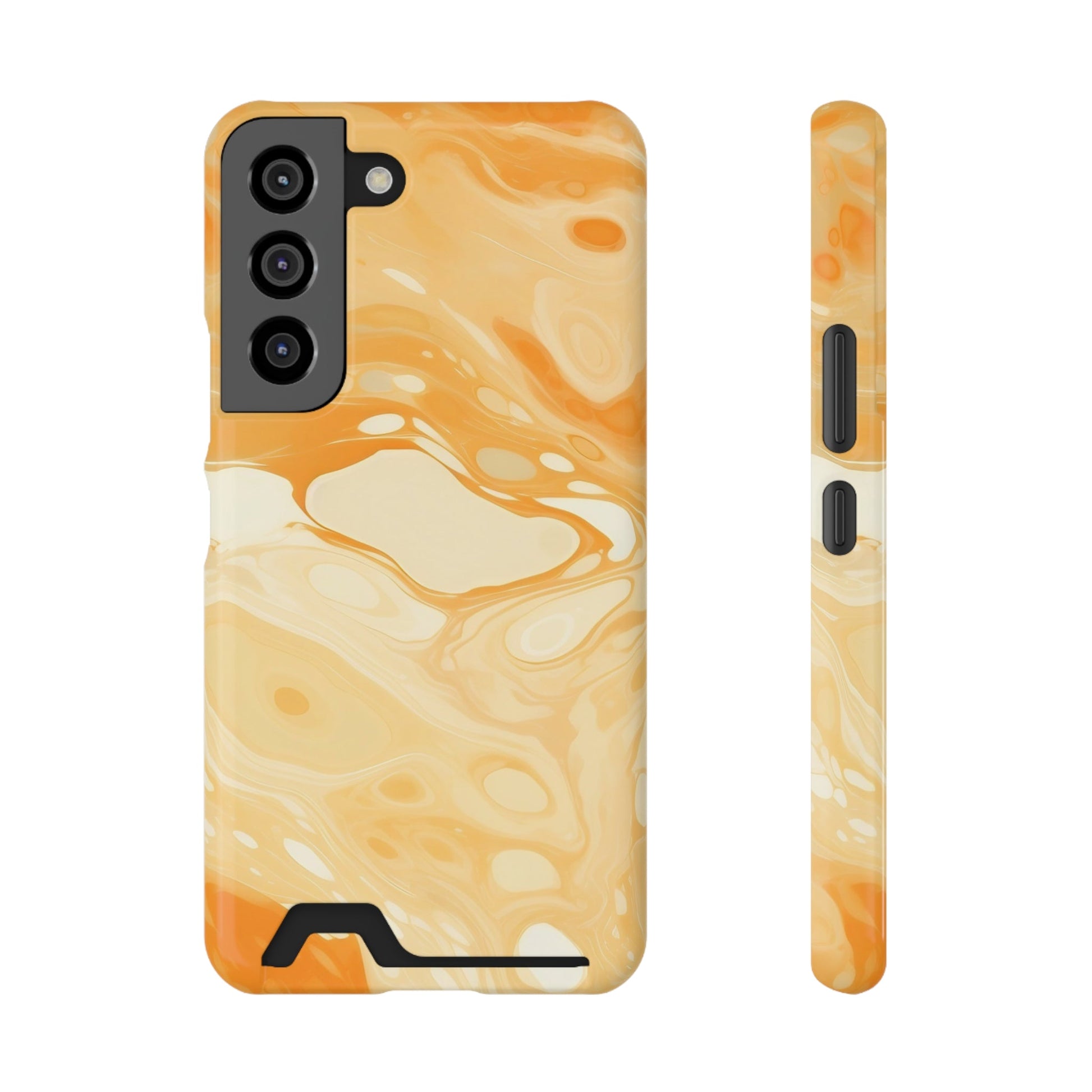Orange Marble Cardholder Phone Case, Artsulli - Art is Long, Life is Short, Phone Case, Size, Samsung Galaxy S22, Surface, Glossy, Shape, Without gift packaging, 19937073163013127337