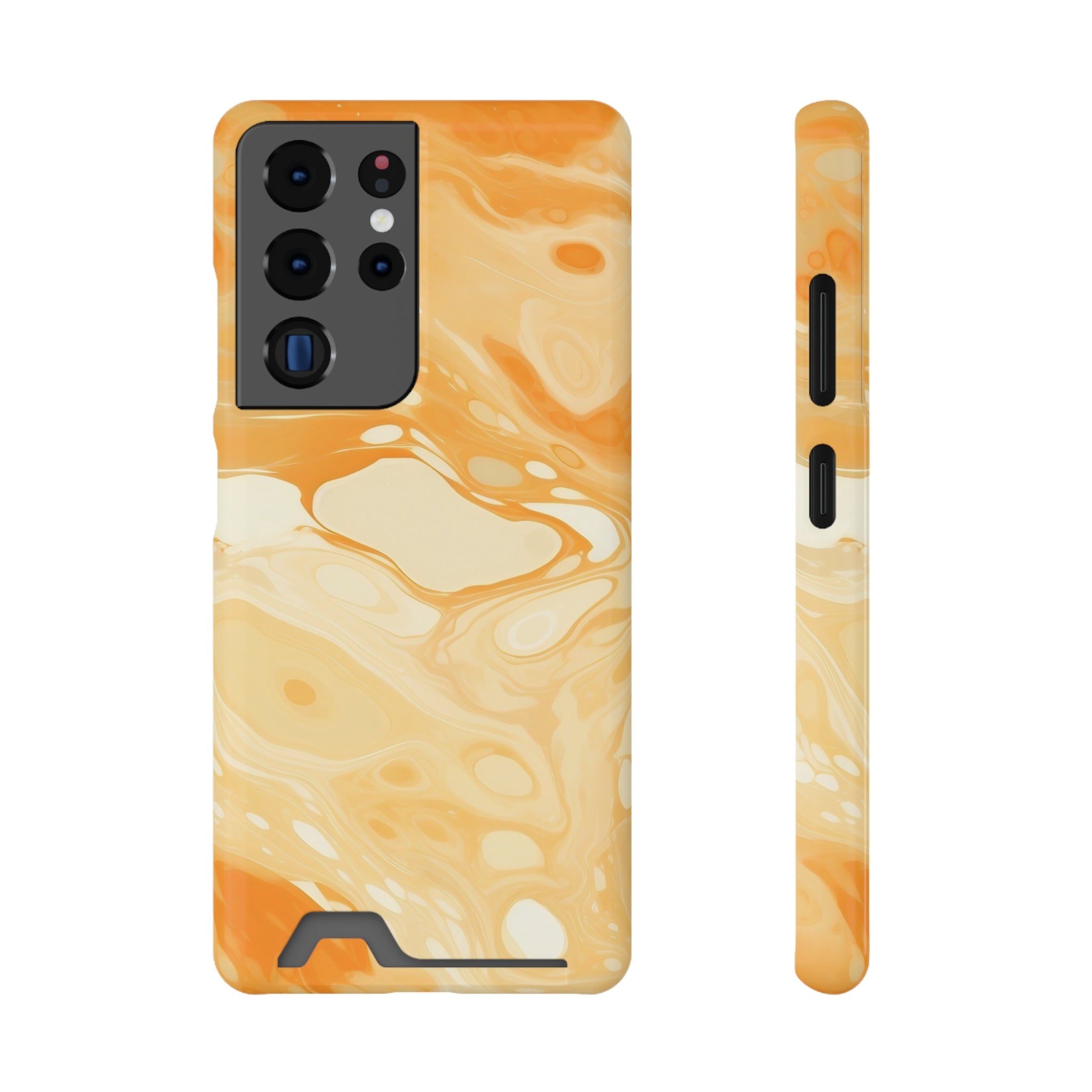 Orange Marble Cardholder Phone Case, Artsulli - Art is Long, Life is Short, Phone Case, Size, Samsung Galaxy S21 Ultra, Surface, Glossy, Shape, With gift packaging, 20213746662330821062