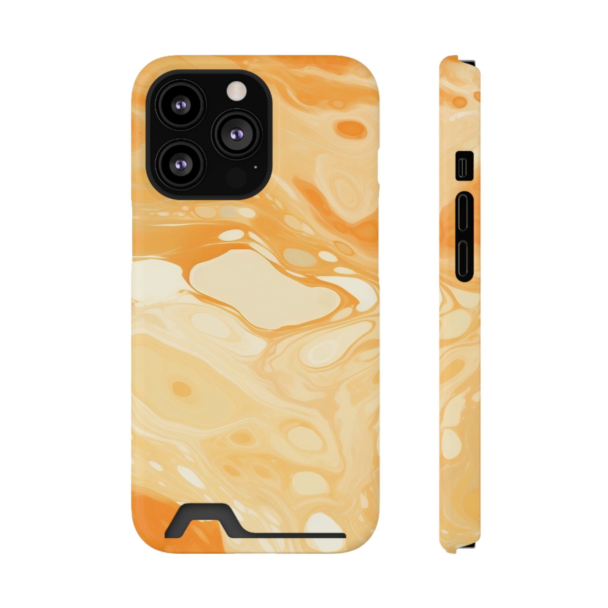 Orange Marble Cardholder Phone Case, Artsulli - Art is Long, Life is Short, Phone Case, Size, iPhone 13 Pro, Surface, Glossy, Shape, Without gift packaging, 95894176173960116326