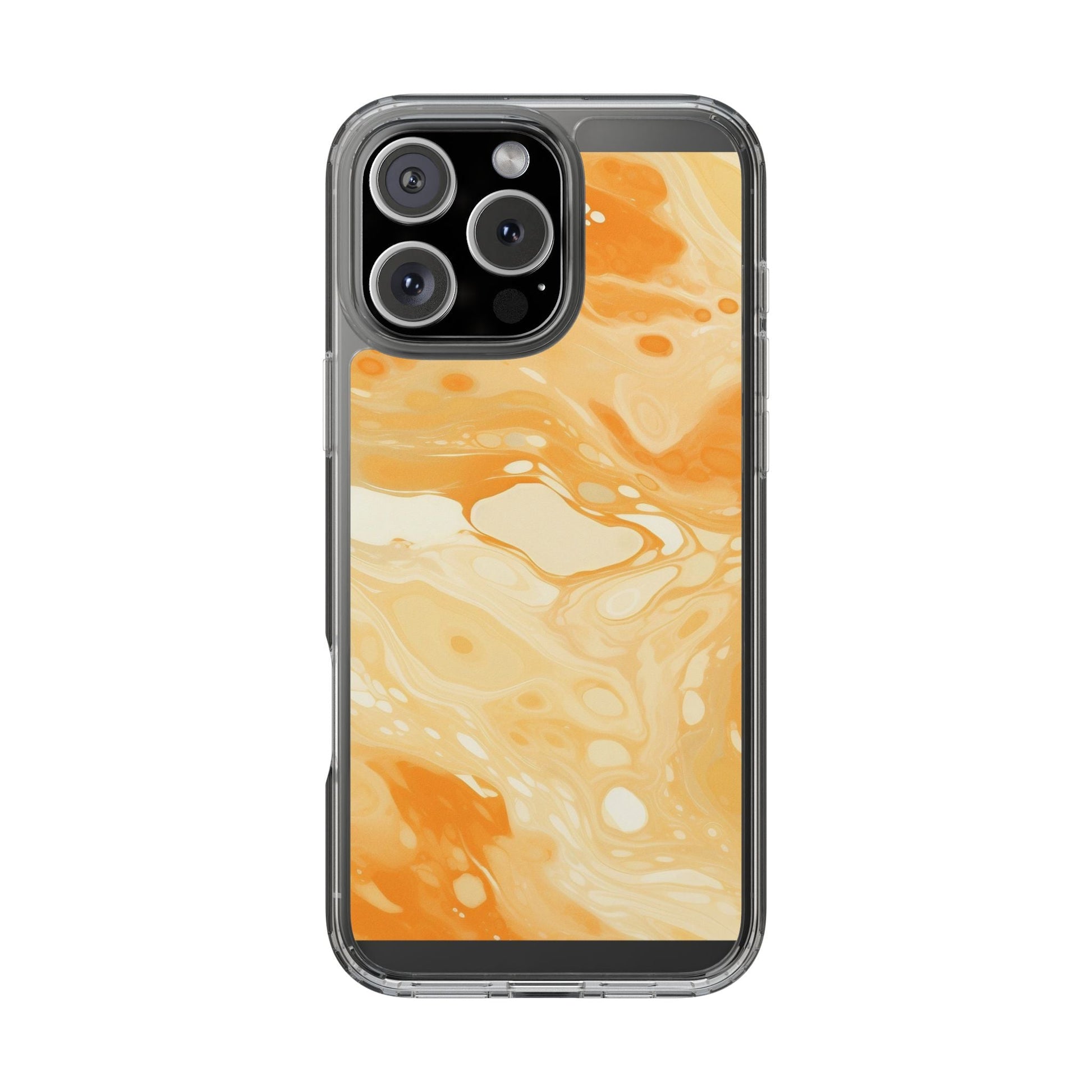 Orange Marble Clear Case, Artsulli - Art is Long, Life is Short, Phone Case, Size, iPhone 16 Pro Max, Surface, Without gift packaging, , , 29454289009676146969
