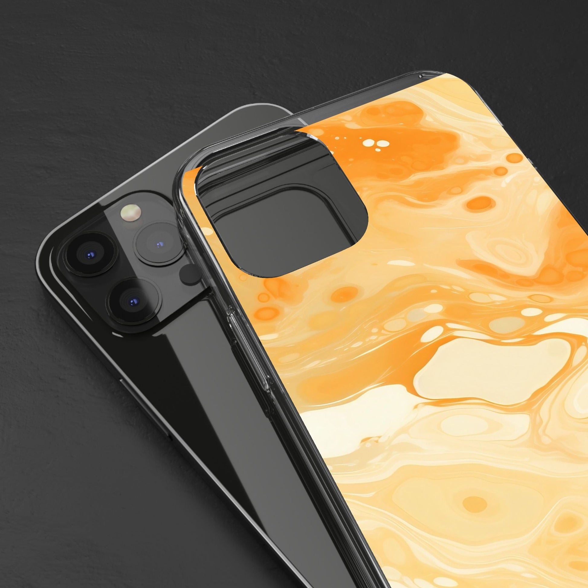 Orange Marble Clear Case, Artsulli - Art is Long, Life is Short, Phone Case, , , , , , , 