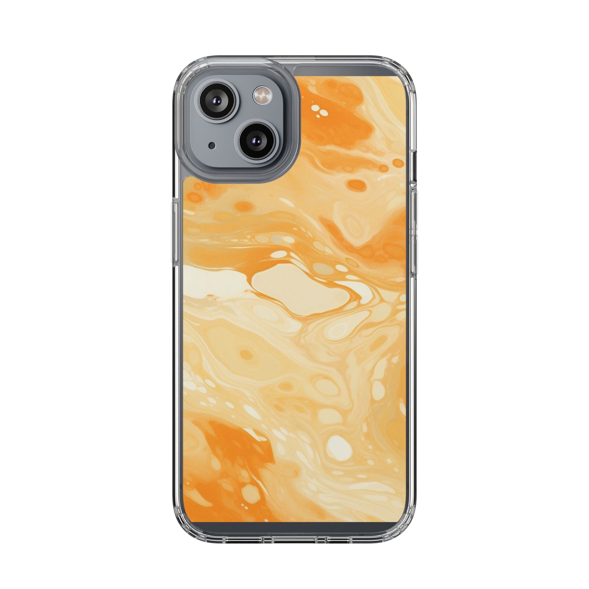 Orange Marble Clear Case, Artsulli - Art is Long, Life is Short, Phone Case, Size, iPhone 14, Surface, Without gift packaging, , , 12442103590285794326