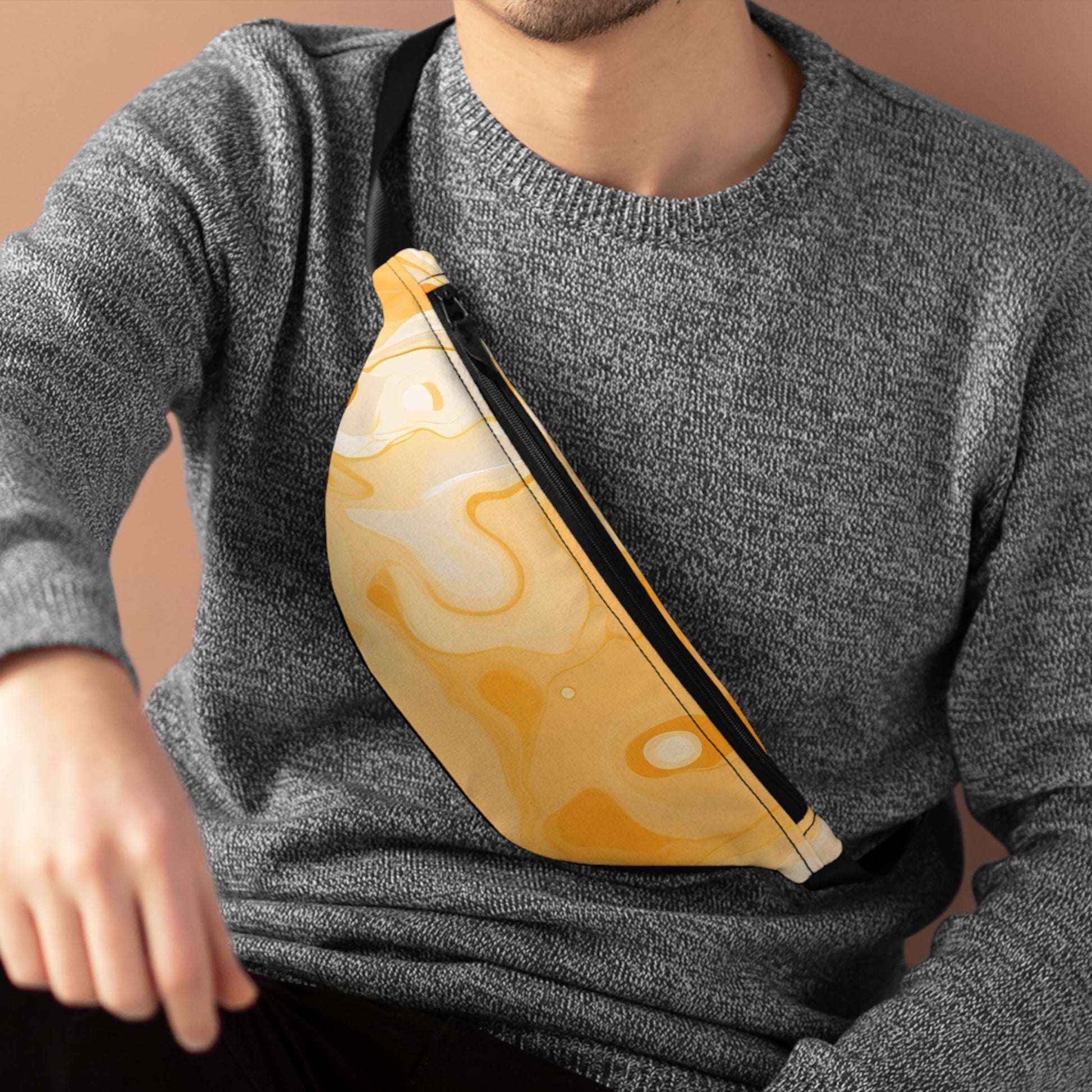 Orange Marble Fanny Pack, Artsulli - Art is Long, Life is Short, Bags, , , , , , , 