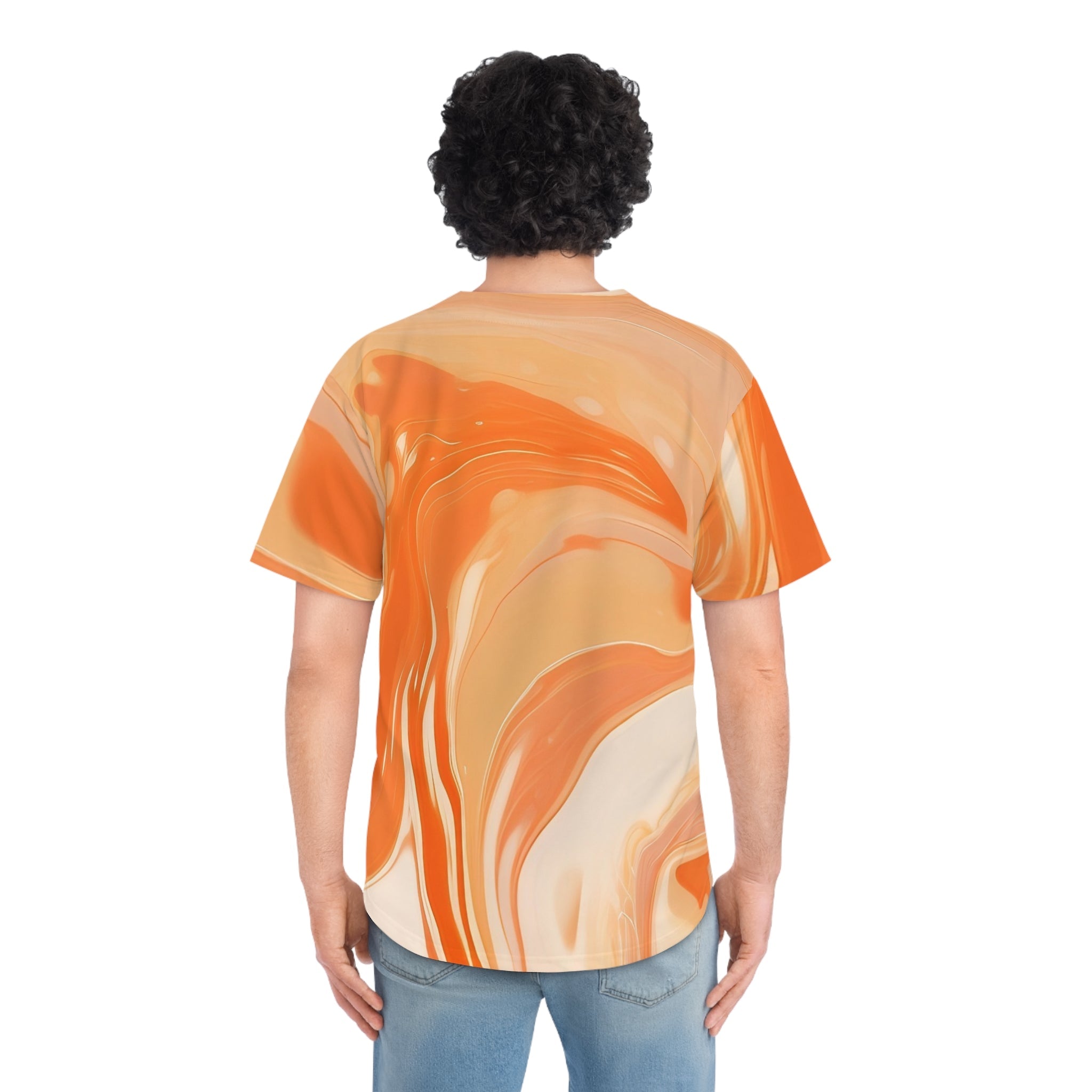 Orange Marble Swirl Baseball Jersey, Artsulli - Art is Long, Life is Short, All Over Prints, , , , , , , 