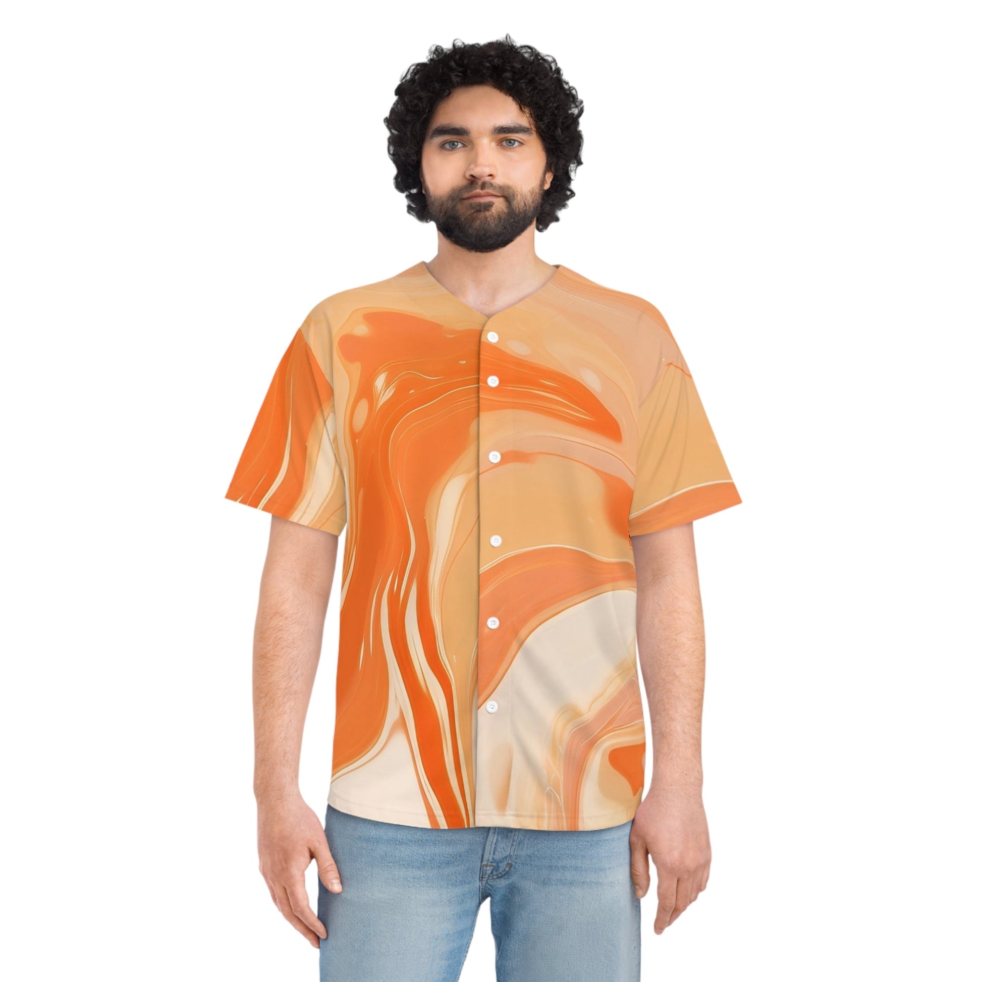 Orange Marble Swirl Baseball Jersey, Artsulli - Art is Long, Life is Short, All Over Prints, , , , , , , 