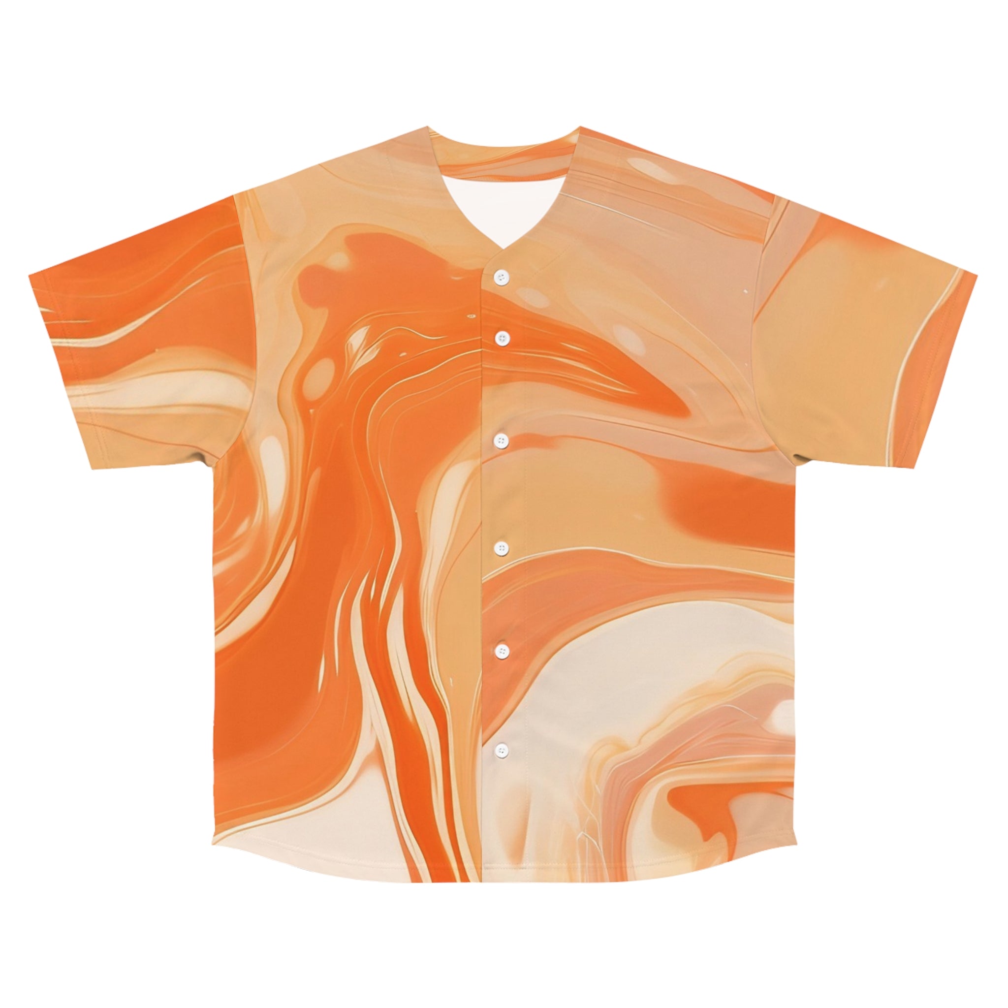 Printify Orange Marble Swirl Baseball Jersey 2025