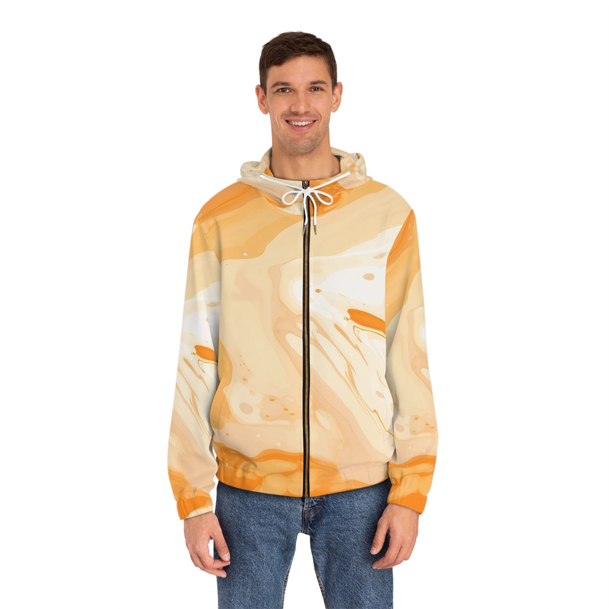 Orange Marble Zip Up Windbreaker, Artsulli - Art is Long, Life is Short, All Over Prints, , , , , , , 