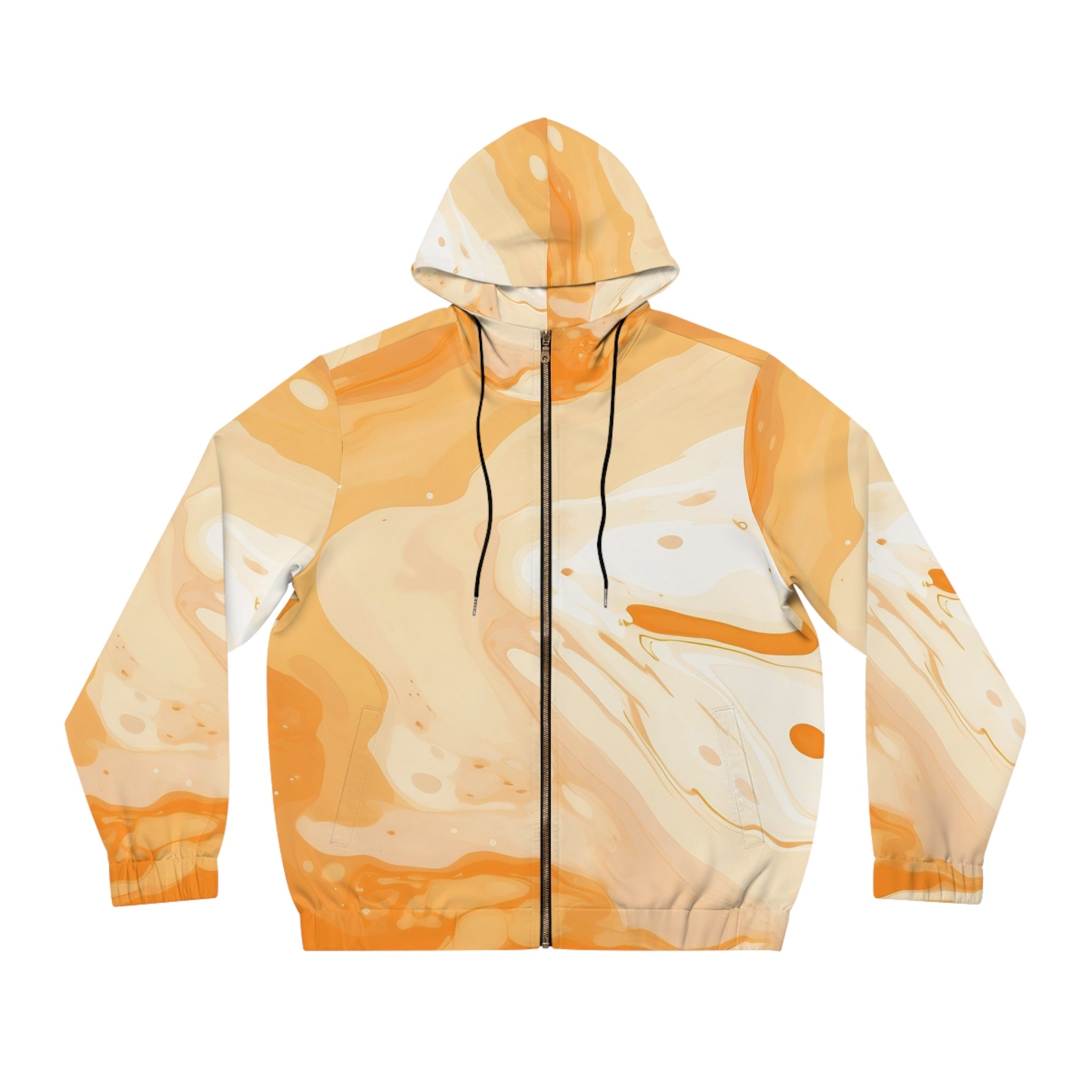 Orange Marble Zip Up Windbreaker, Artsulli - Art is Long, Life is Short, All Over Prints, Size, S, Color, Black, , , 31863201585777785457