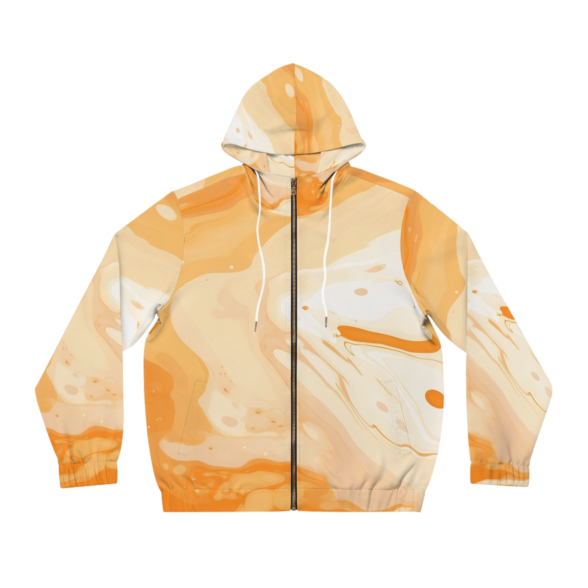 Orange Marble Zip Up Windbreaker, Artsulli - Art is Long, Life is Short, All Over Prints, Size, S, Color, White, , , 85461923707488319670