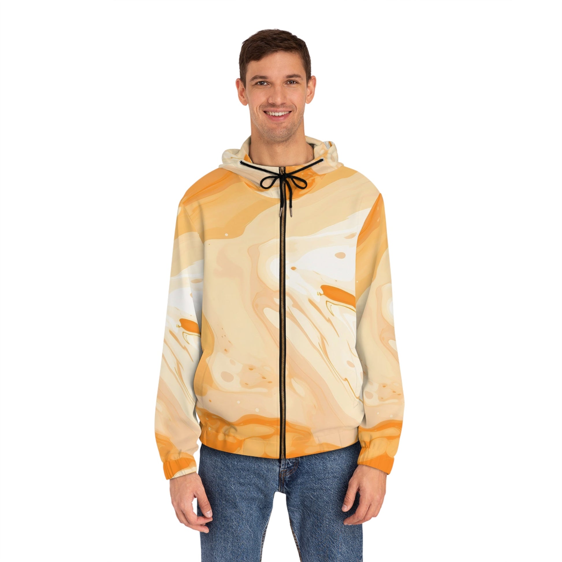 Orange Marble Zip Up Windbreaker, Artsulli - Art is Long, Life is Short, All Over Prints, , , , , , , 