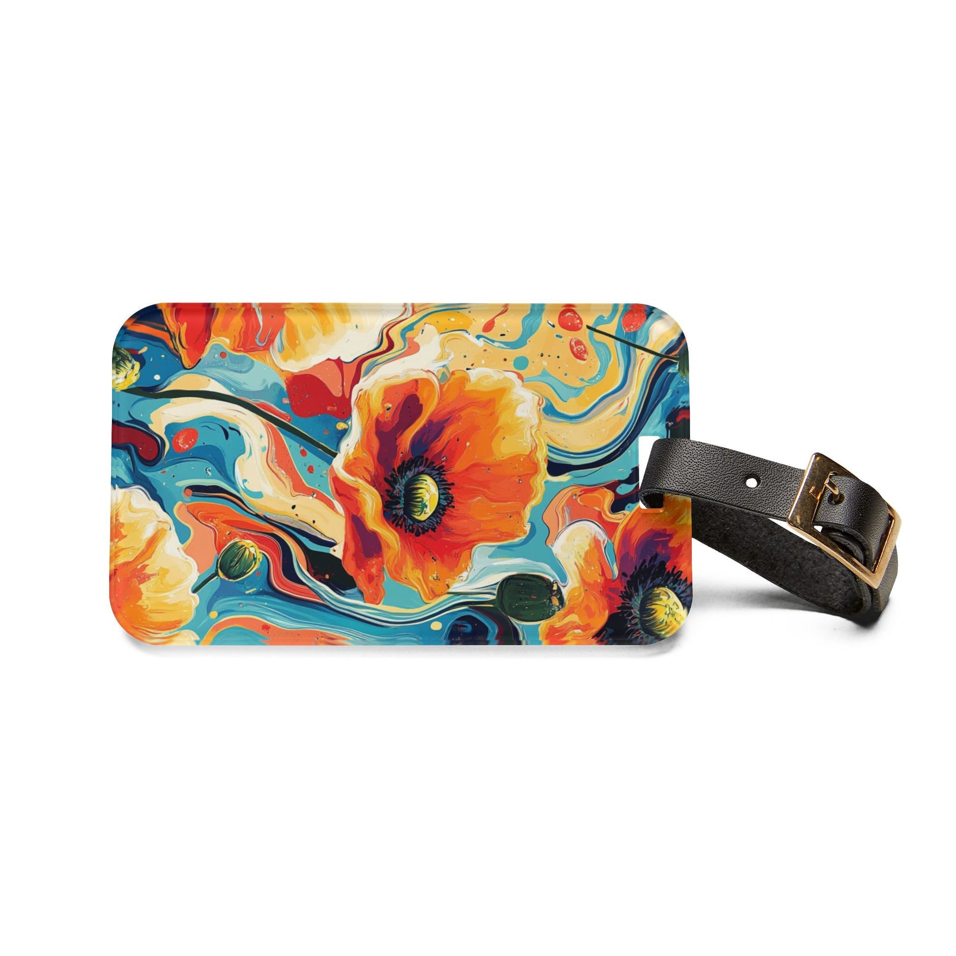 Orange Poppy Floral Luggage Tag, Artsulli - Art is Long, Life is Short, Accessories, , , , , , , 