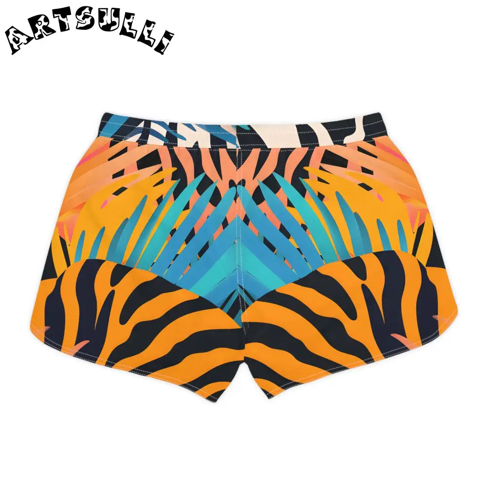 JAKKOUTTHEBXX Orange Tiger Stripe Palm Leaves Shorts 2025
