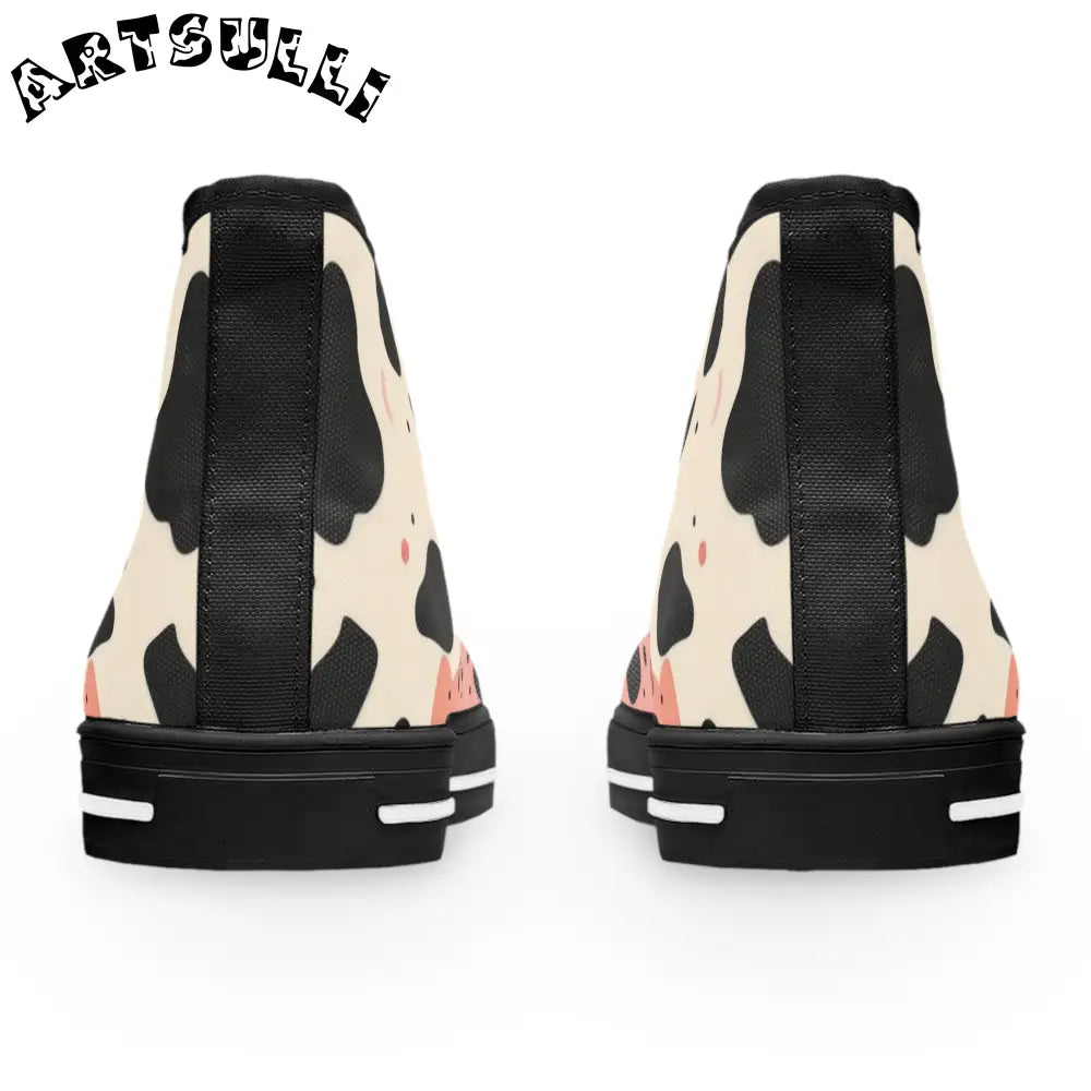 JAKKOUTTHEBXX Organic Cow Print Pink and Cream Women’s High Top Canvas Sneakers 2025