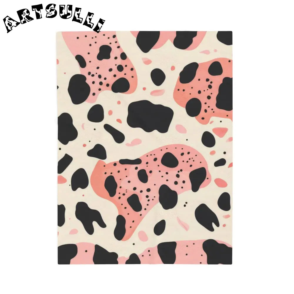 Organic Cow Print Plush Velveteen Blanket, Artsulli - Art is Long, Life is Short, All Over Prints, Size, 30" × 40", , , , , 86133197773901