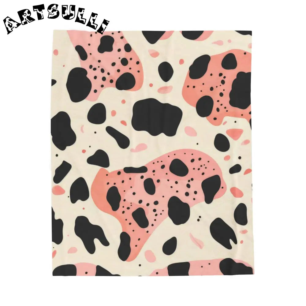 Organic Cow Print Plush Velveteen Blanket, Artsulli - Art is Long, Life is Short, All Over Prints, Size, 50" × 60", , , , , 86127216781730