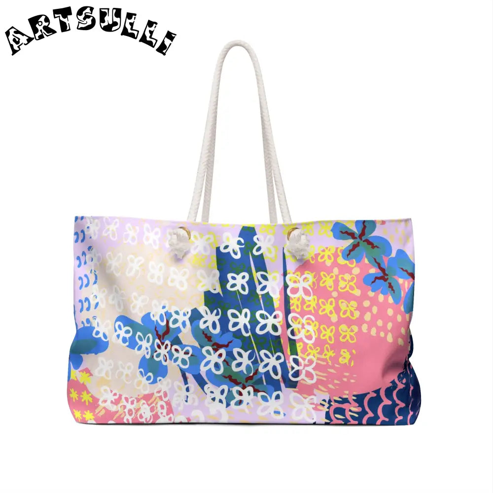 Oversized Floral Weekender Tote, Artsulli - Art is Long, Life is Short, Bags, , , , , , , 
