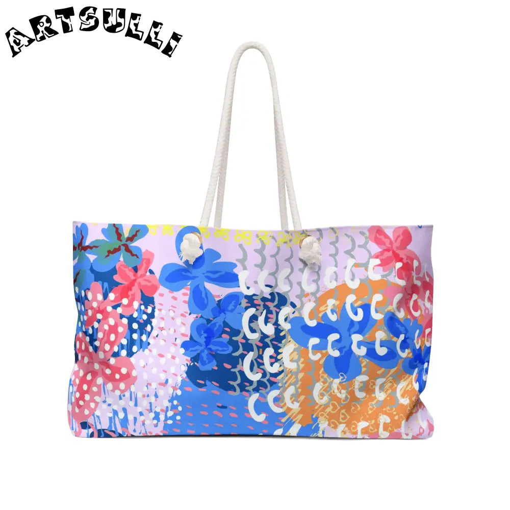 Oversized Floral Weekender Tote, Artsulli - Art is Long, Life is Short, Bags, Size, 24" × 13", , , , , 25537268556968801234