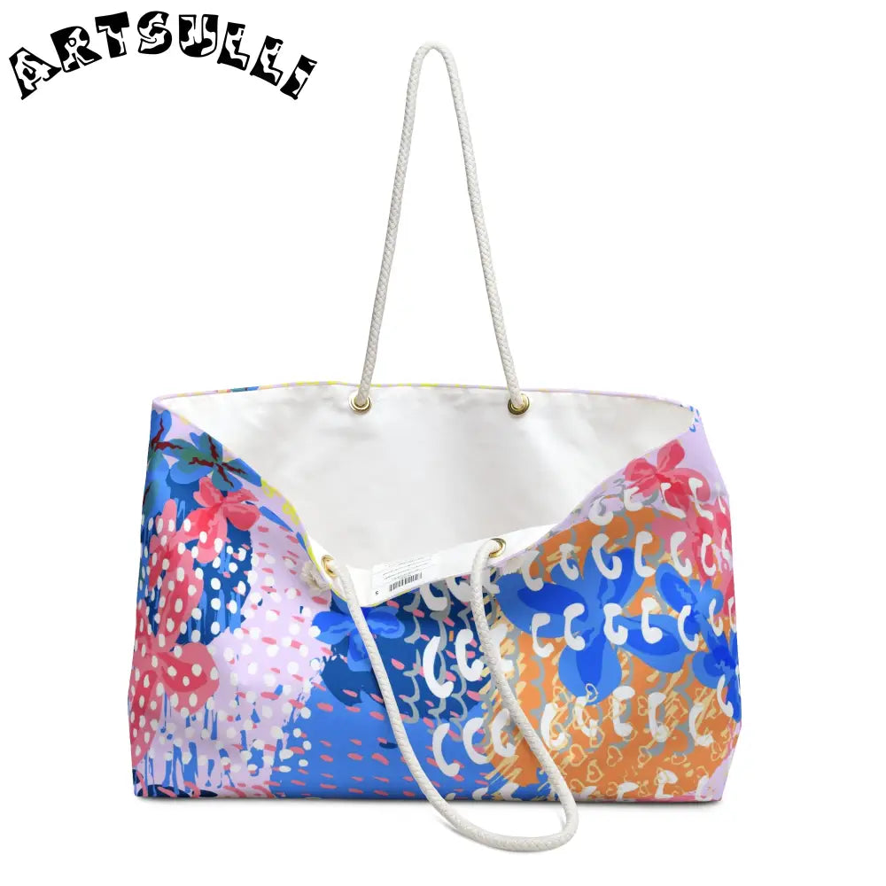 Oversized Floral Weekender Tote, Artsulli - Art is Long, Life is Short, Bags, , , , , , , 