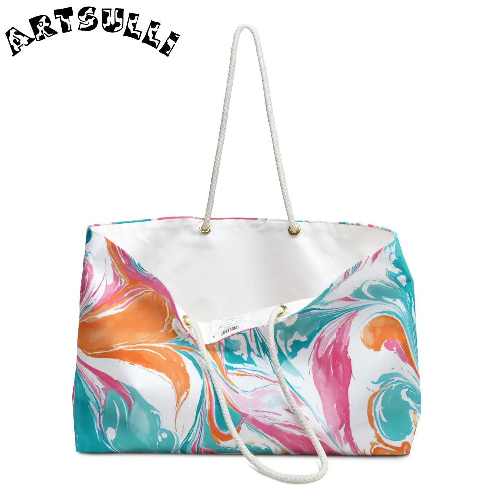 Oversized Patterned Weekender Tote, Artsulli - Art is Long, Life is Short, Bags, , , , , , , 