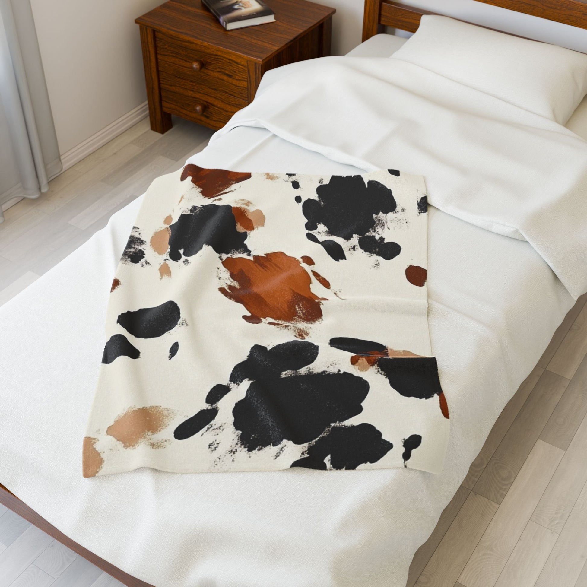 Painterly Cowhide Velveteen Blanket, Artsulli - Art is Long, Life is Short, All Over Prints, , , , , , , 
