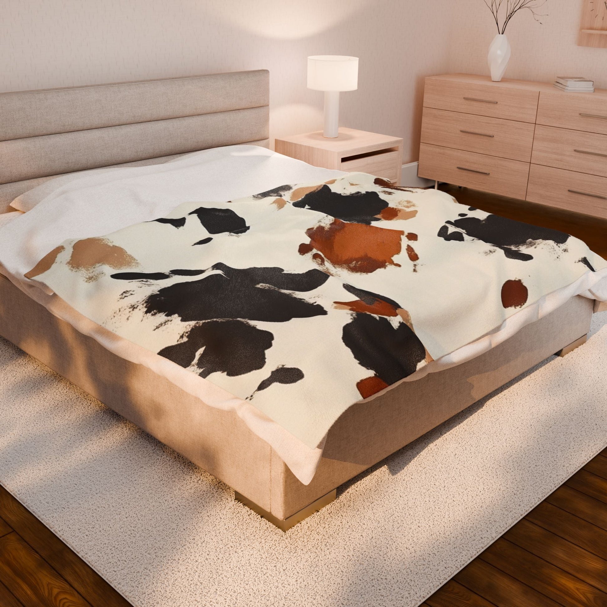 Painterly Cowhide Velveteen Blanket, Artsulli - Art is Long, Life is Short, All Over Prints, , , , , , , 