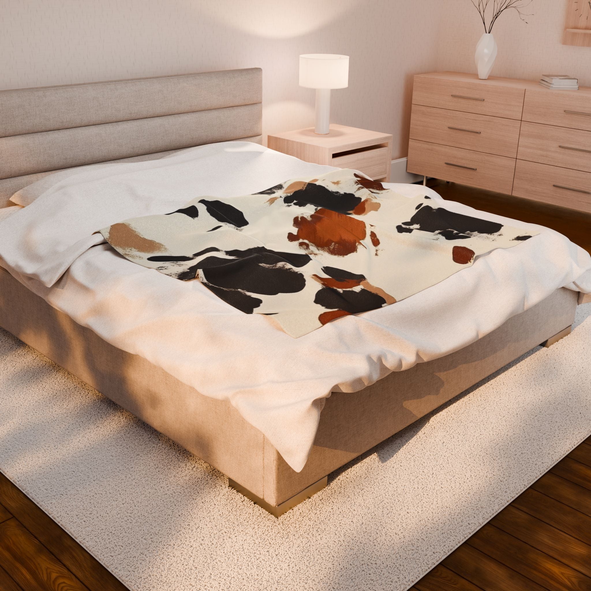 Painterly Cowhide Velveteen Blanket, Artsulli - Art is Long, Life is Short, All Over Prints, , , , , , , 