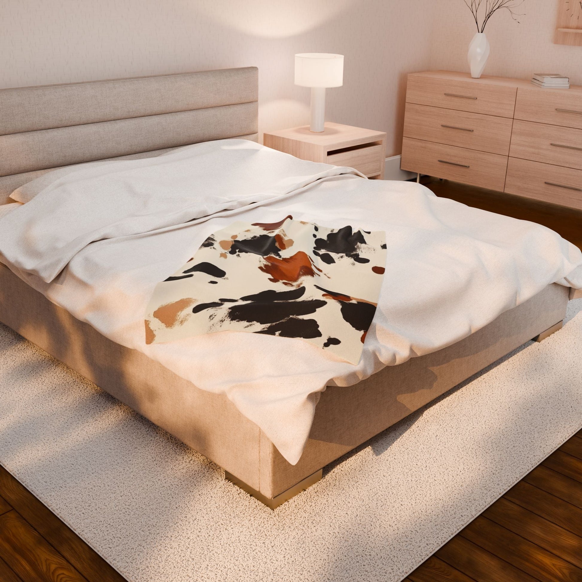 Painterly Cowhide Velveteen Blanket, Artsulli - Art is Long, Life is Short, All Over Prints, , , , , , , 