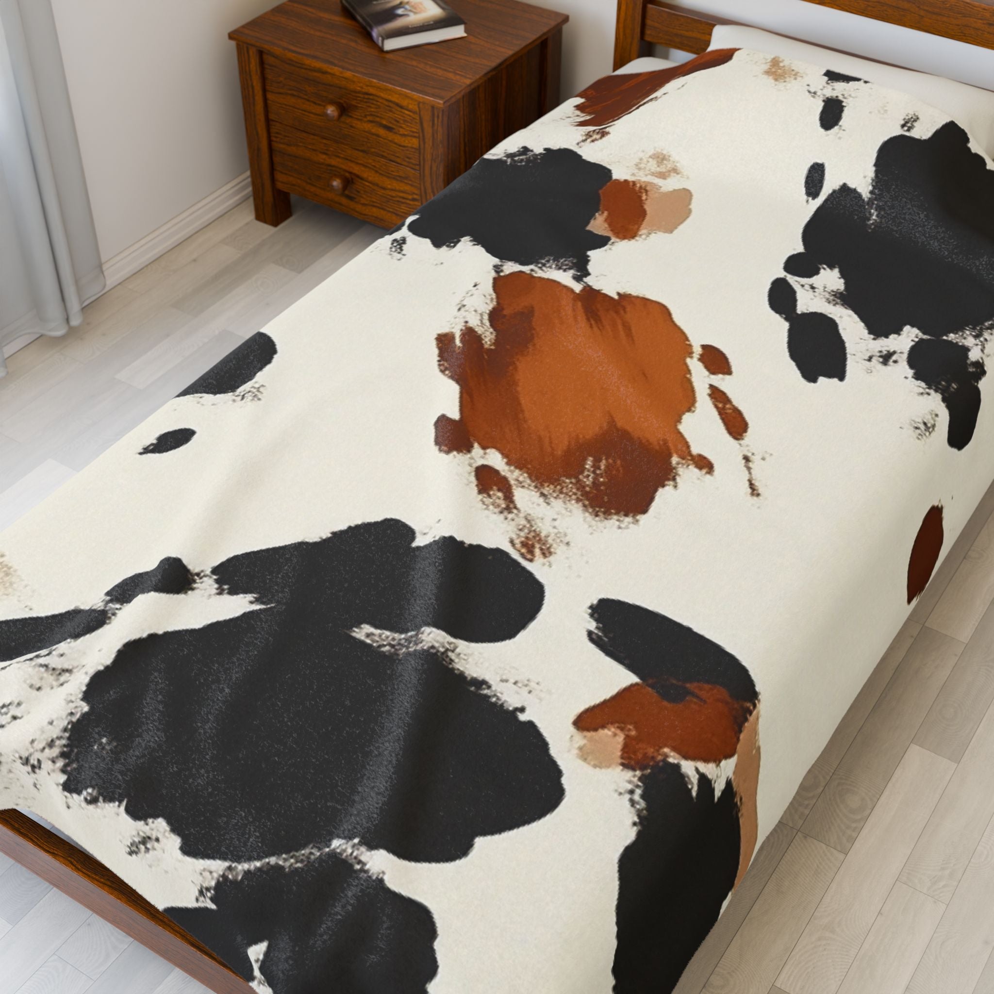 Painterly Cowhide Velveteen Blanket, Artsulli - Art is Long, Life is Short, All Over Prints, , , , , , , 