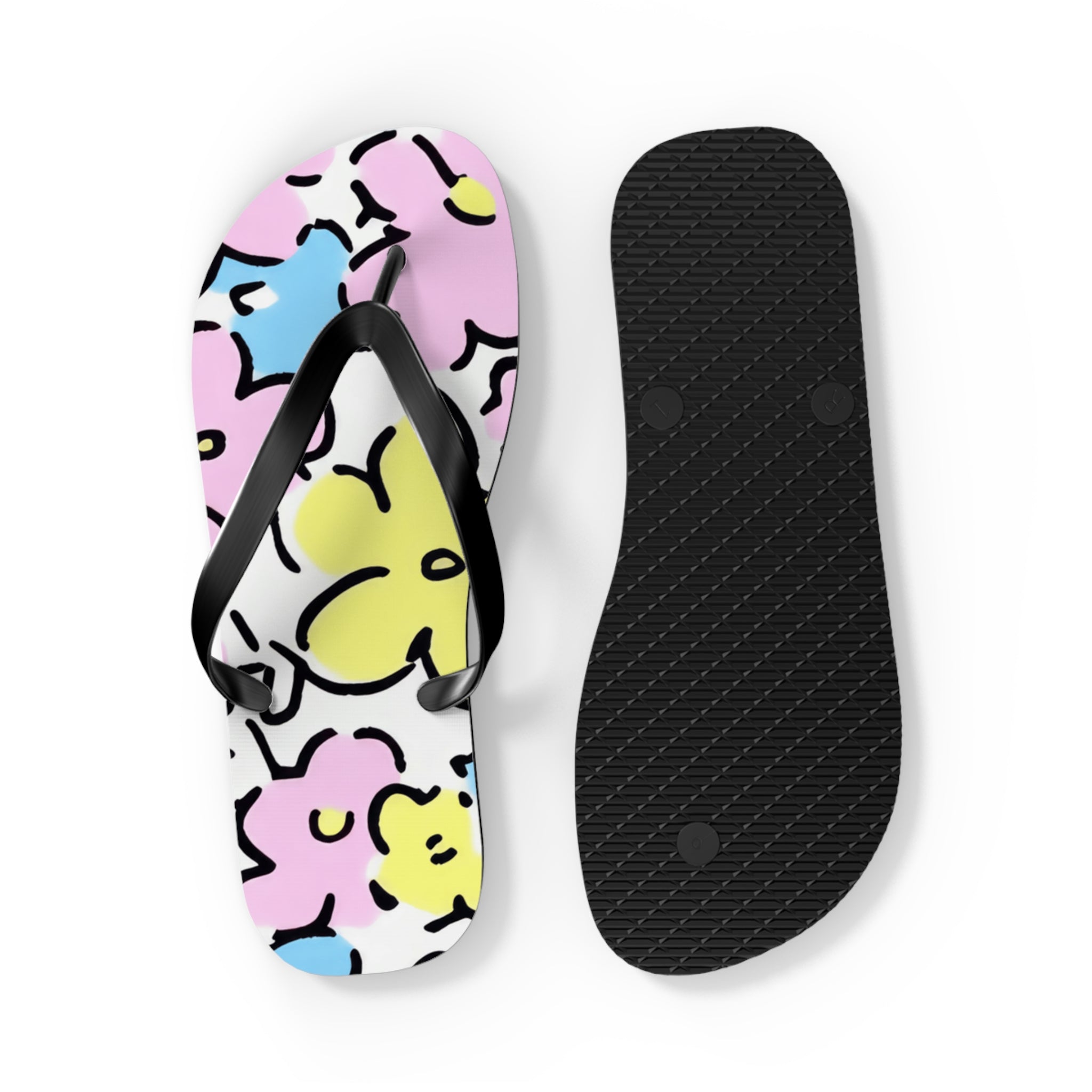 Pastel Abstract Floral Flip Flops, Artsulli - Art is Long, Life is Short, Shoes, , , , , , , 