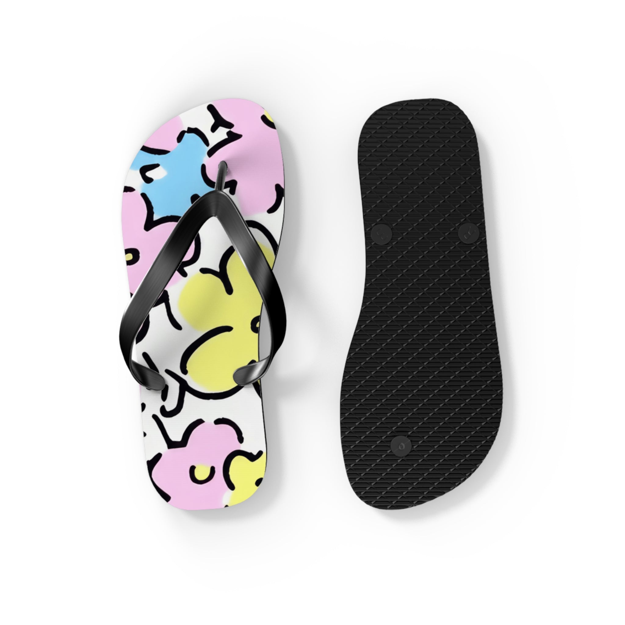 Pastel Abstract Floral Flip Flops, Artsulli - Art is Long, Life is Short, Shoes, , , , , , , 