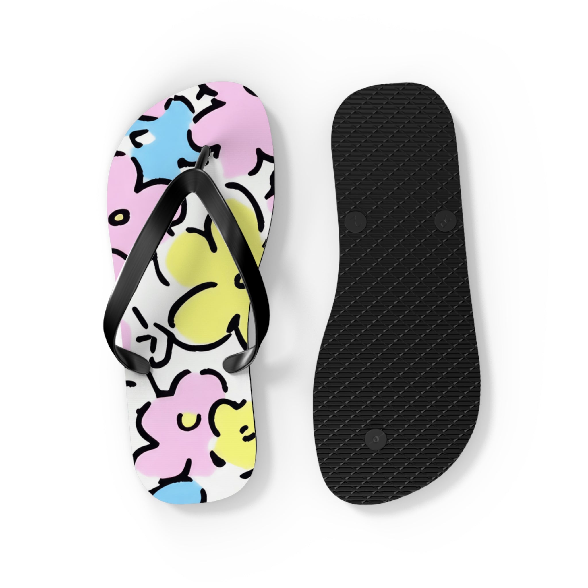 Pastel Abstract Floral Flip Flops, Artsulli - Art is Long, Life is Short, Shoes, , , , , , , 