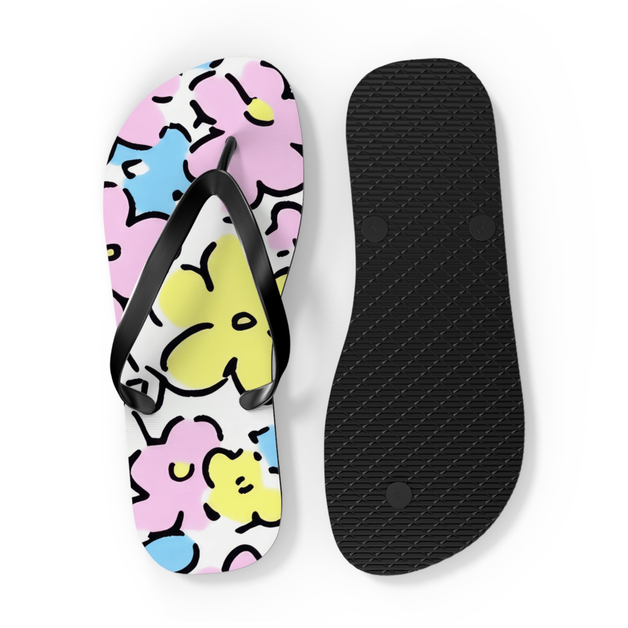 Pastel Abstract Floral Flip Flops, Artsulli - Art is Long, Life is Short, Shoes, , , , , , , 