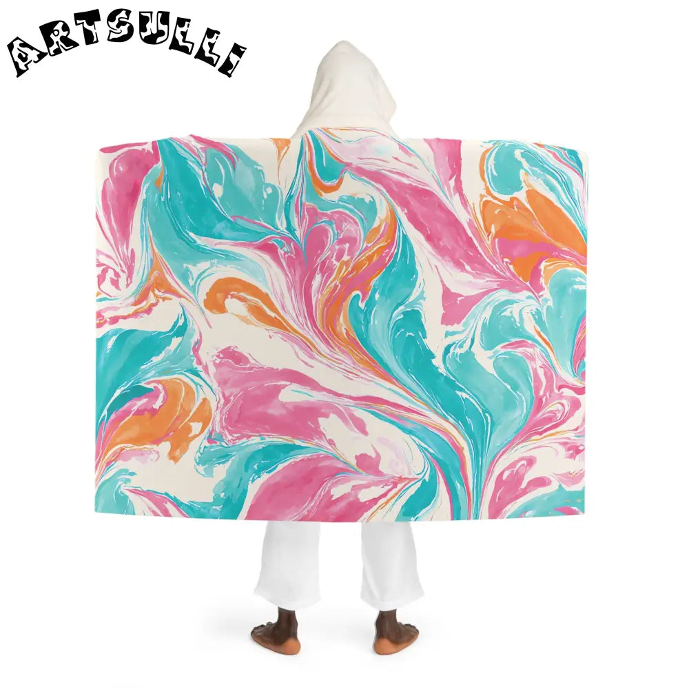 Pastel Abstract Hooded Sherpa Blanket, Artsulli - Art is Long, Life is Short, All Over Prints, , , , , , , 